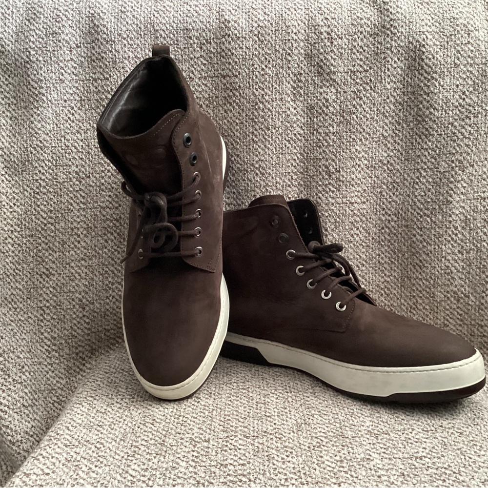 Salvatore Ferragamo Nubuck Leather High-Top Sneakers, Size 9
